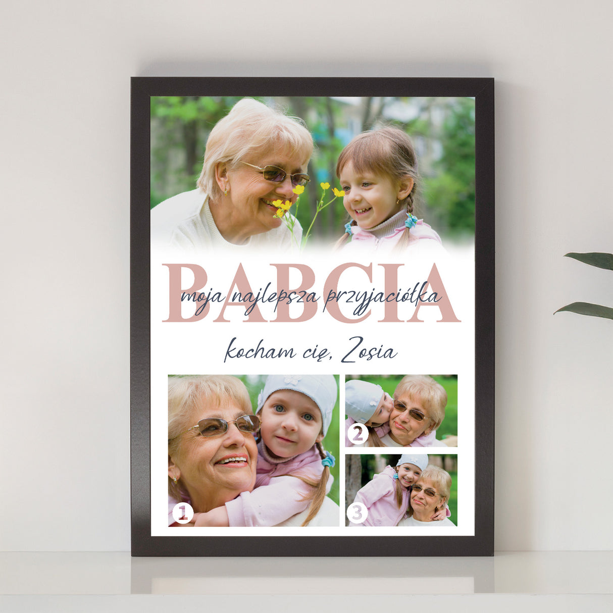 Wydruk w ramce 30x40 - Fotokolaż: Babcia - Pion