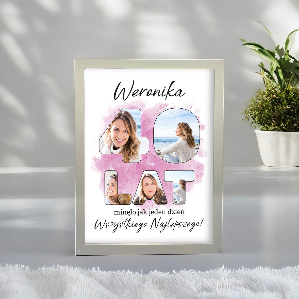 Wydruk w ramce 30x40 - Tekst: 40 LAT - Pion