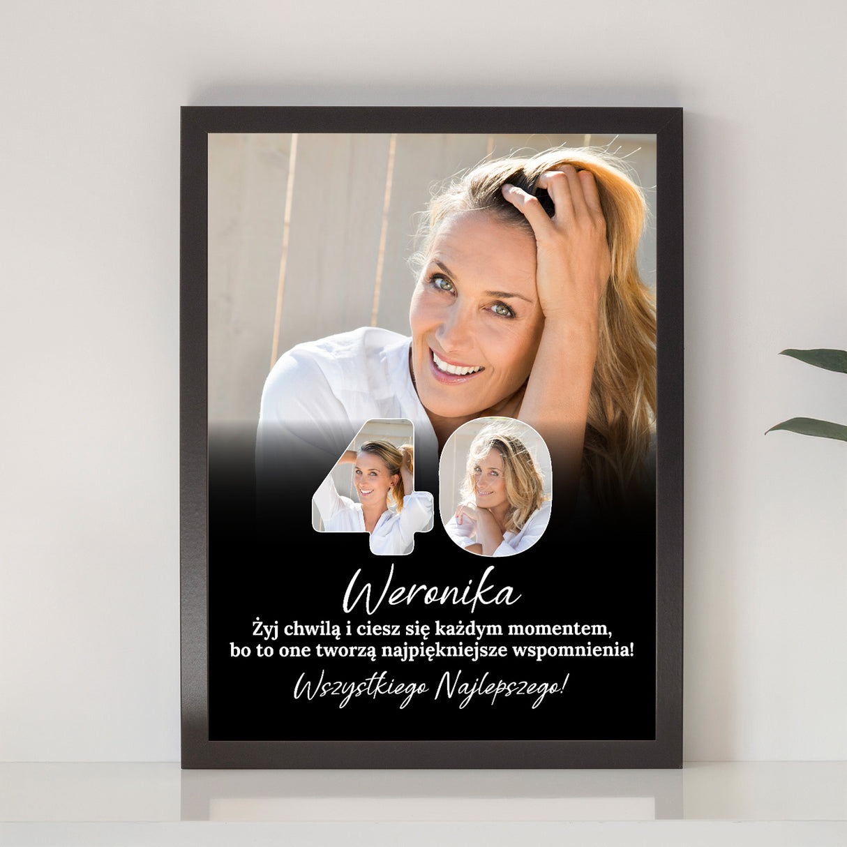 Wydruk w ramce 30x40 - Tekst: 40 URODZINY - Pion