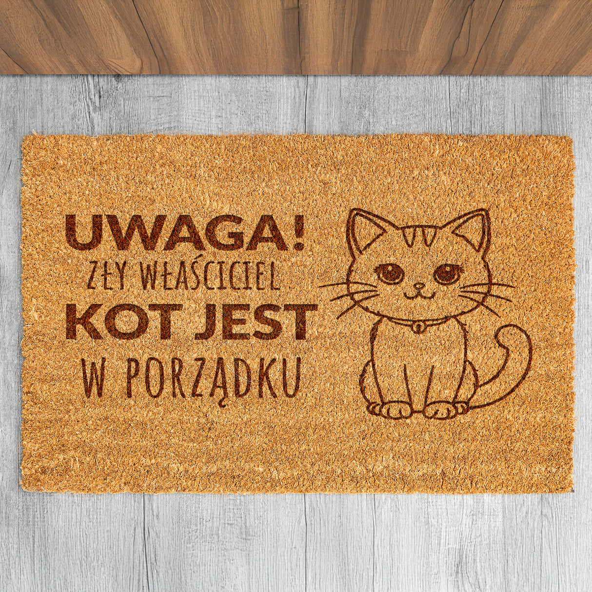 Wycieraczka kokosowa personalizowana - Kot Jest W Porządku