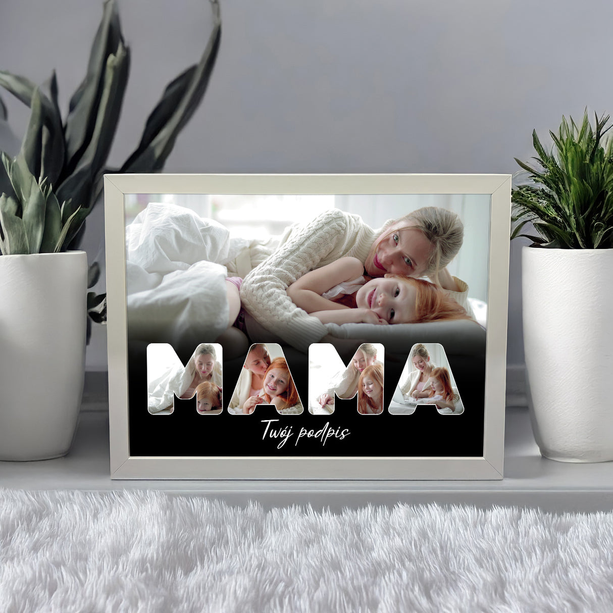 Wydruk w ramce 30x40 - Tekst: MAMA - Poziom