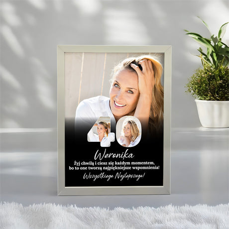 Wydruk w ramce 30x40 - Tekst: 40 URODZINY - Pion