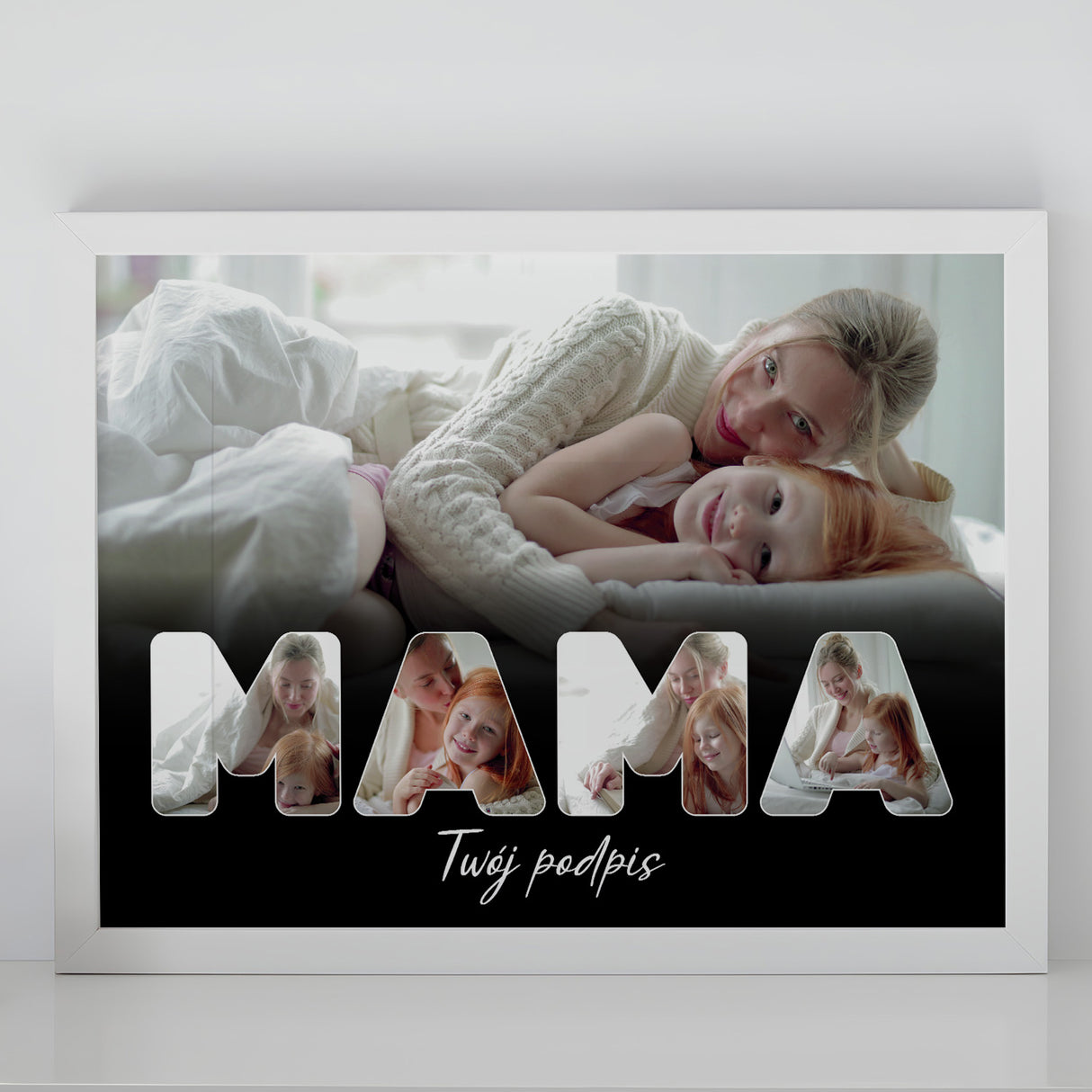Wydruk w ramce 30x40 - Tekst: MAMA - Poziom