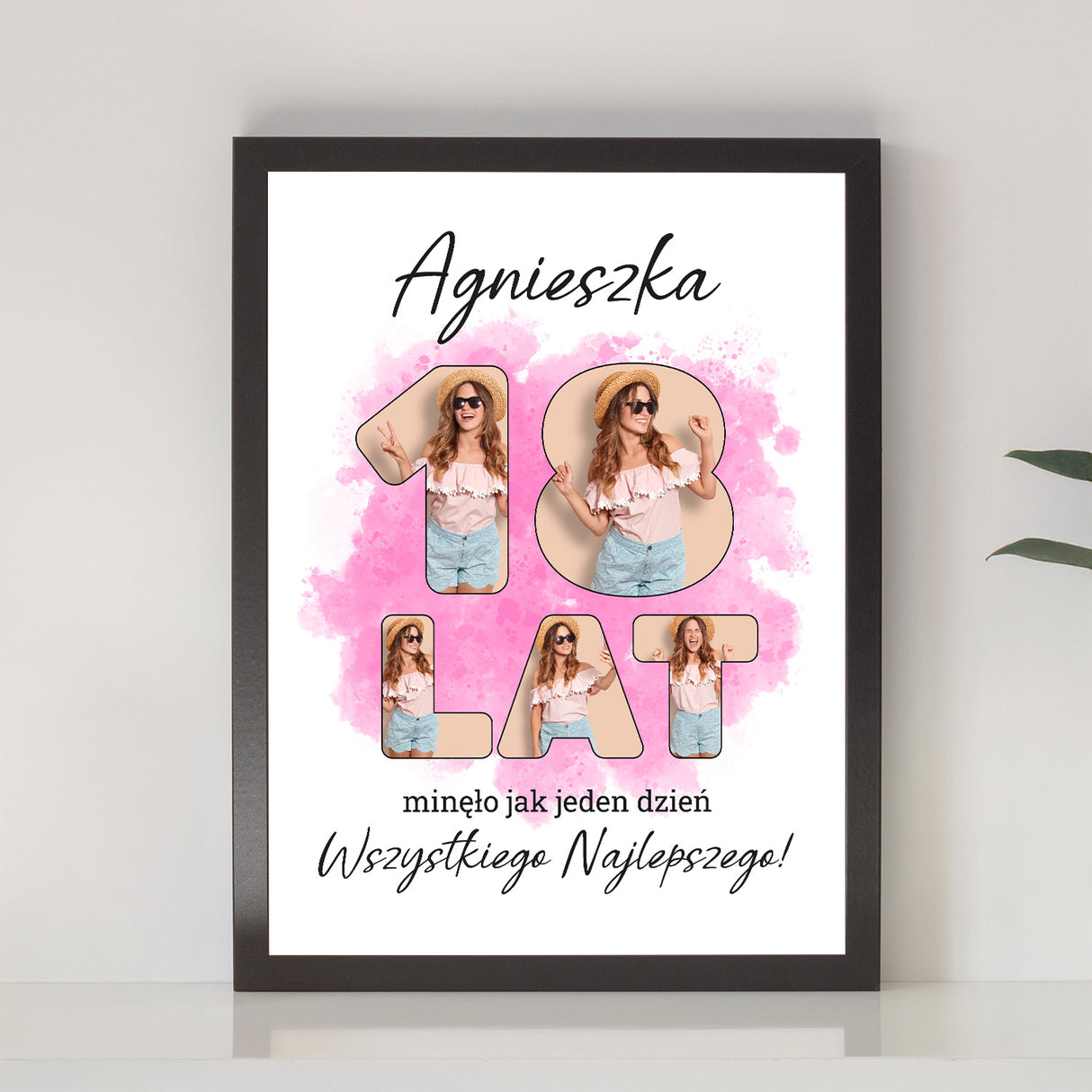 Wydruk w ramce 30x40 - Tekst: 18 LAT - Pion