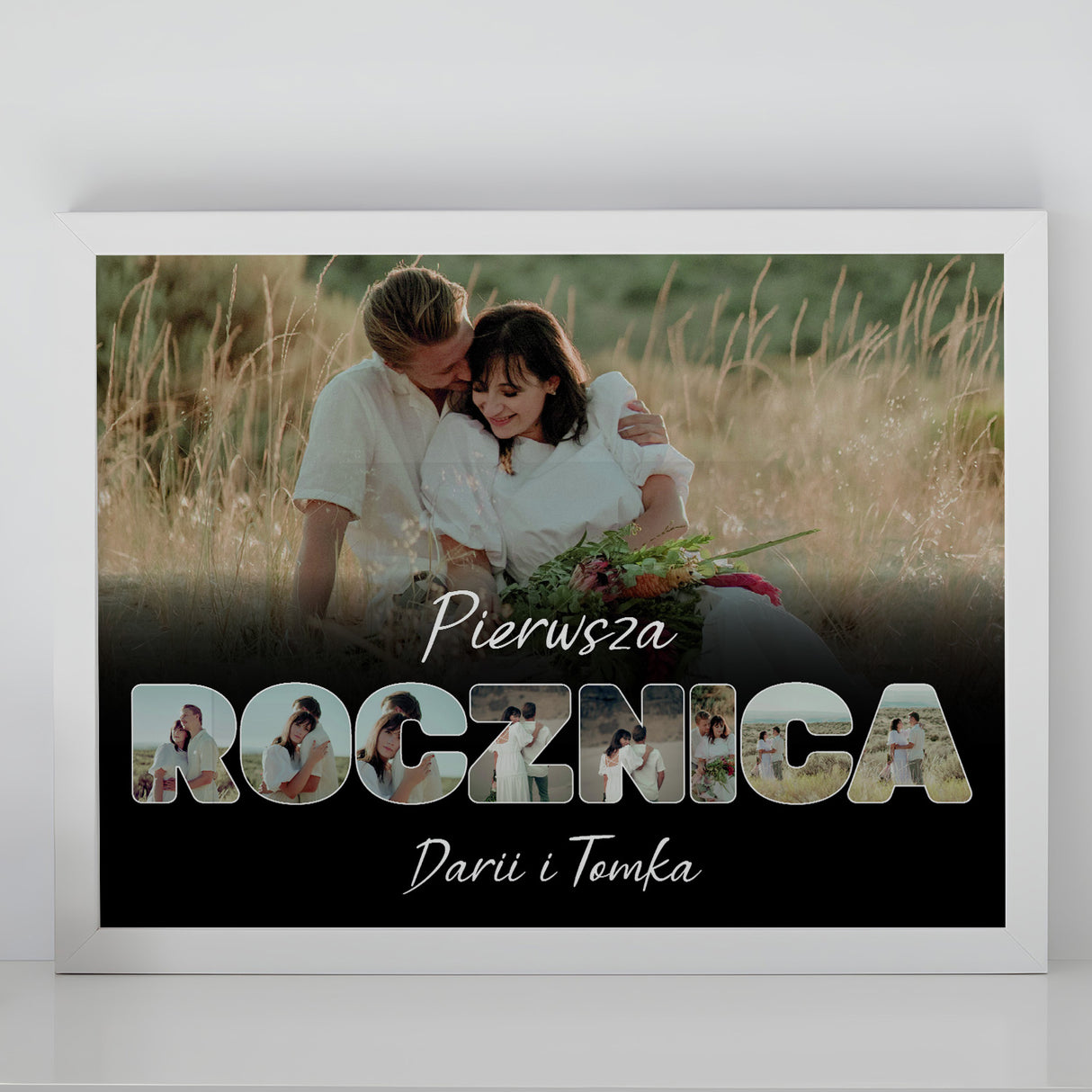 Wydruk w ramce 30x40 - Tekst: ROCZNICA - Poziom