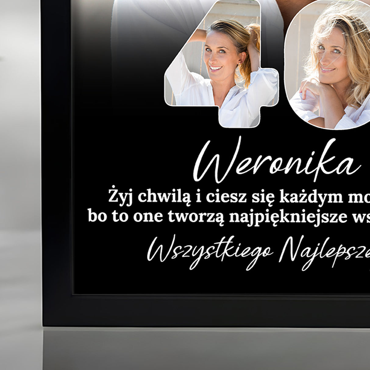 Wydruk w ramce 30x40 - Tekst: 40 URODZINY - Pion