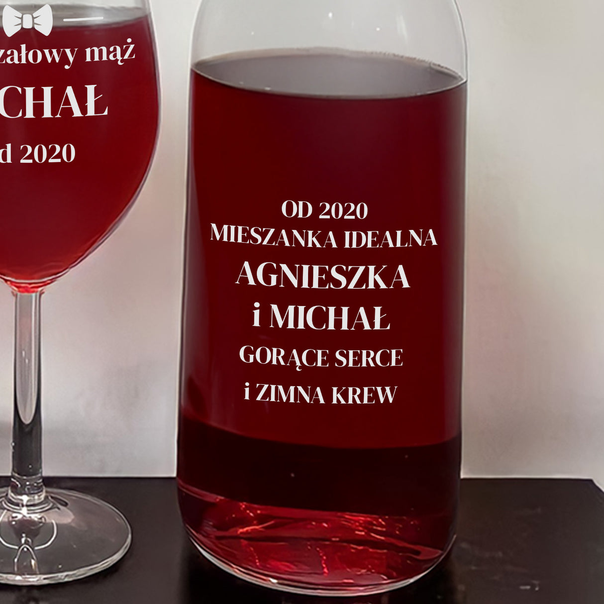 Zestaw karafka + dwa kieliszki do wina - MIESZANKA IDEALNA