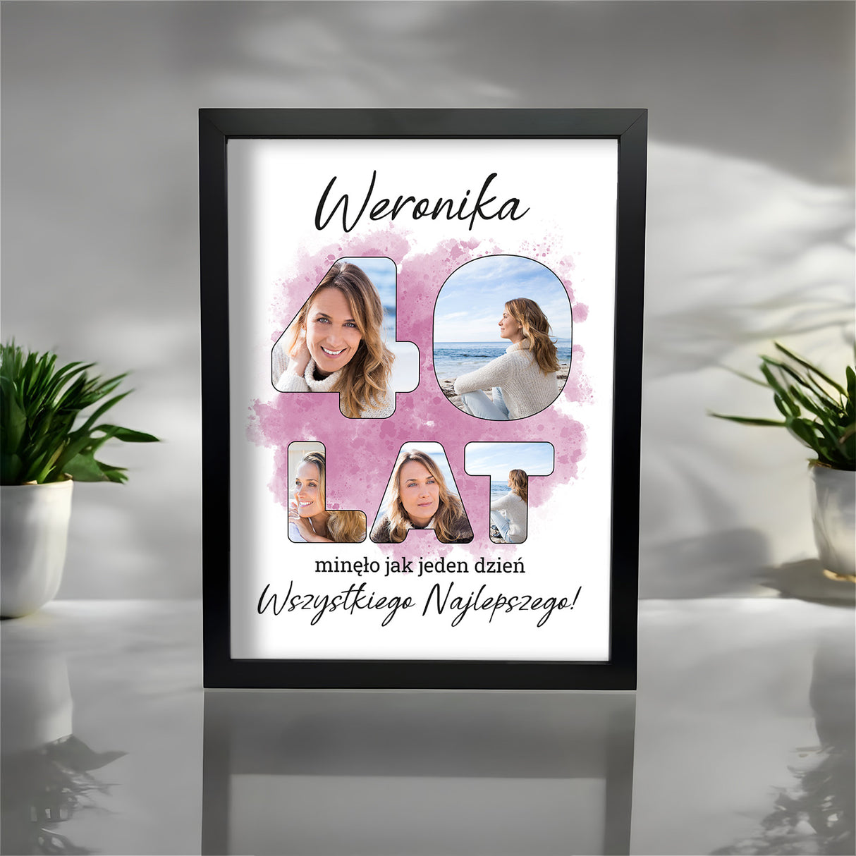 Wydruk w ramce 30x40 - Tekst: 40 LAT - Pion