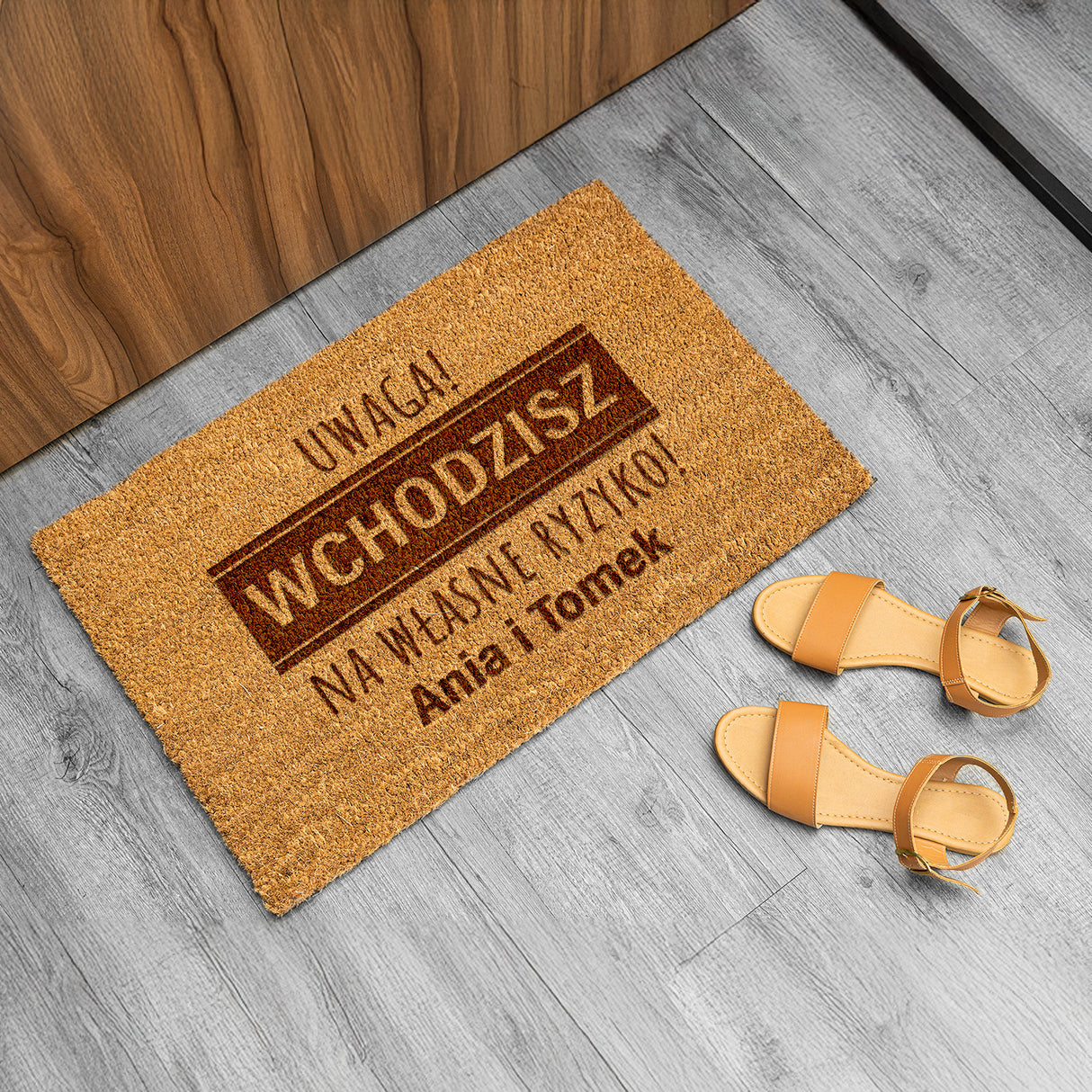Wycieraczka kokosowa personalizowana - Wchodzisz Na Własne Ryzyko