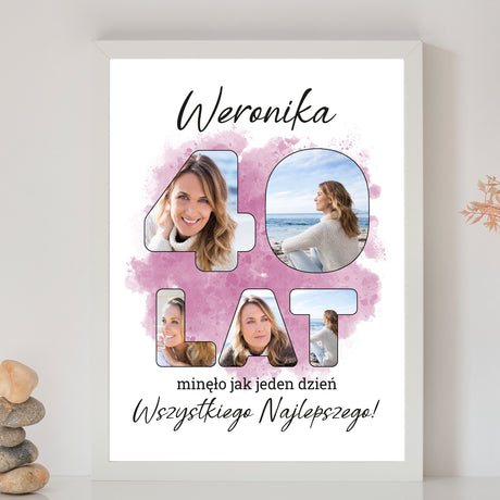Wydruk w ramce 30x40 - Tekst: 40 LAT - Pion