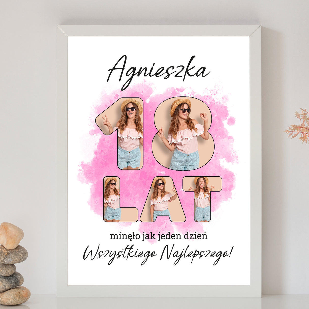 Wydruk w ramce 30x40 - Tekst: 18 LAT - Pion