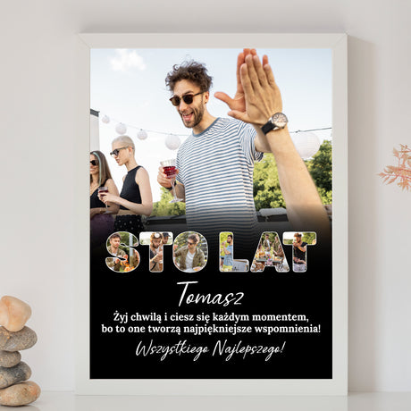 Wydruk w ramce 30x40 - Tekst: STO LAT 2 - Pion
