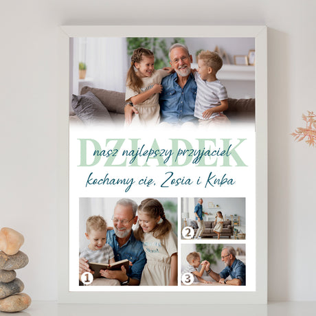 Wydruk w ramce 30x40 - Fotokolaż: Dziadek - Pion