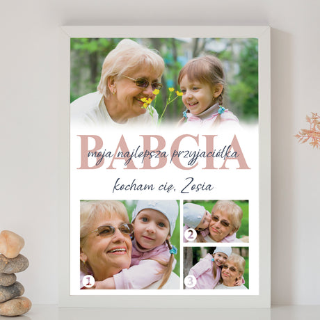 Wydruk w ramce 30x40 - Fotokolaż: Babcia - Pion