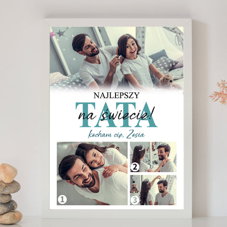 Wydruk w ramce 30x40 - Fotokolaż: Najlepszy Tata Na Świecie - Pion