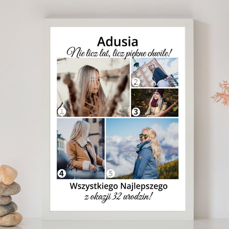 Wydruk w ramce 30x40 - Fotokolaż: Urodziny 2 - Pion