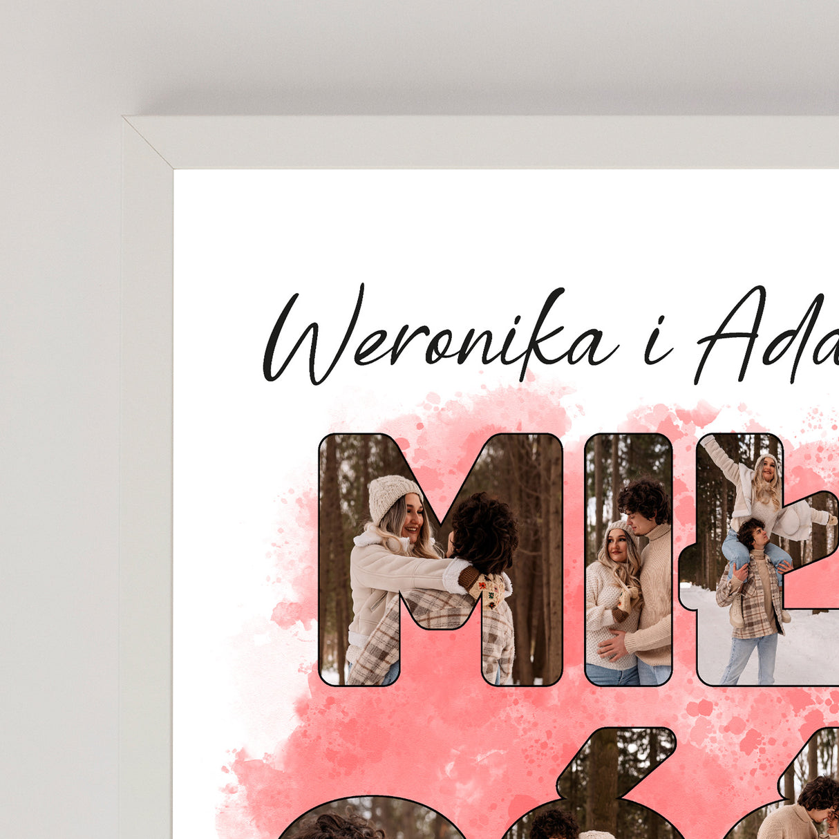 Wydruk w ramce 30x40 - Tekst: MIŁOŚĆ - Pion