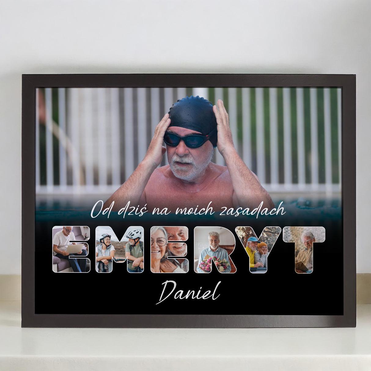 Wydruk w ramce 30x40 - Tekst: EMERYT - Poziom